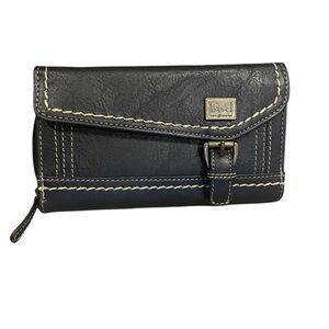 B.O.C. Born Concept Black Wallet with Buckle Snap and Stitching